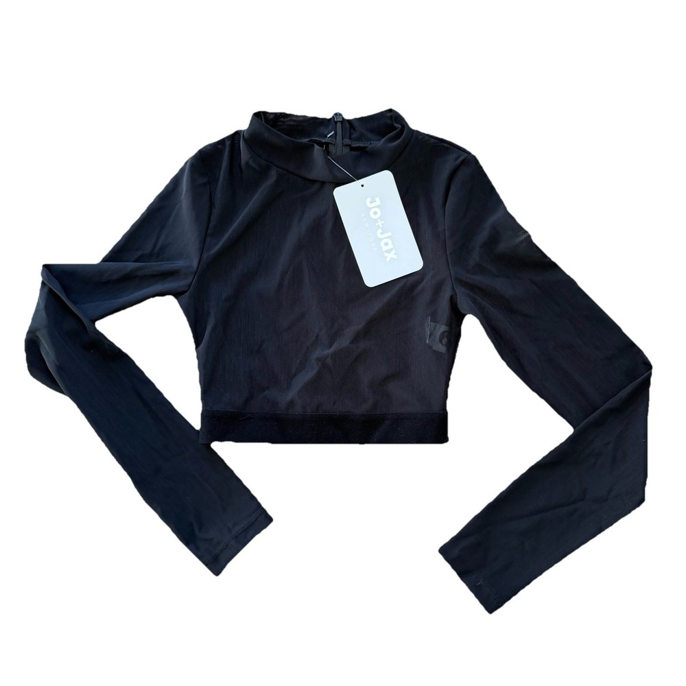 NWT Jo+Jax Over The Top Long Sleeve Mesh Crop Black Adult Size XXS (00)
